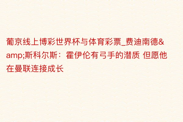 葡京线上博彩世界杯与体育彩票_费迪南德&斯科尔斯：霍伊伦有弓手的潜质 但愿他在曼联连接成长