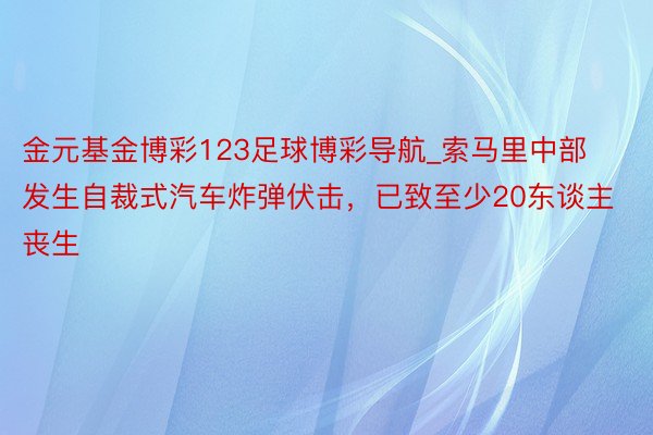 金元基金博彩123足球博彩导航_索马里中部发生自裁式汽车炸弹伏击，已致至少20东谈主丧生