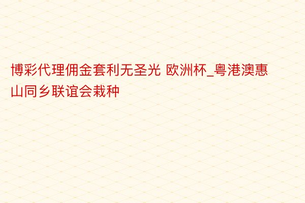 博彩代理佣金套利无圣光 欧洲杯_粤港澳惠山同乡联谊会栽种