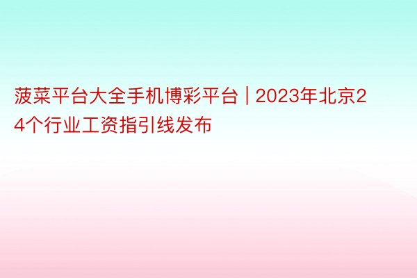 菠菜平台大全手机博彩平台 | 2023年北京24个行业工资指引线发布